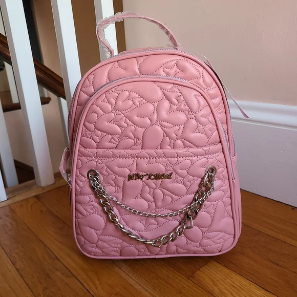 BETSEY JOHNSON **XO June** Quilted (Hearts) Backpack BETSEY JOHNSON Bag JUNE Backpack Quilted Hearts - Rose Pink  main image 3